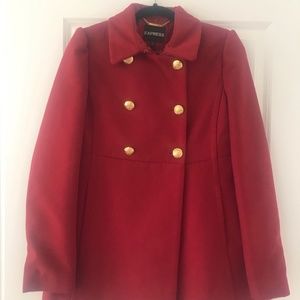 Express Red Double Breasted Coat